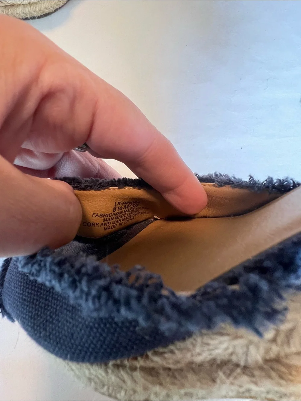 Lucky Brand Navy Blue Canvas Mindra Espadrille Wedge Sandals Sz 8.5